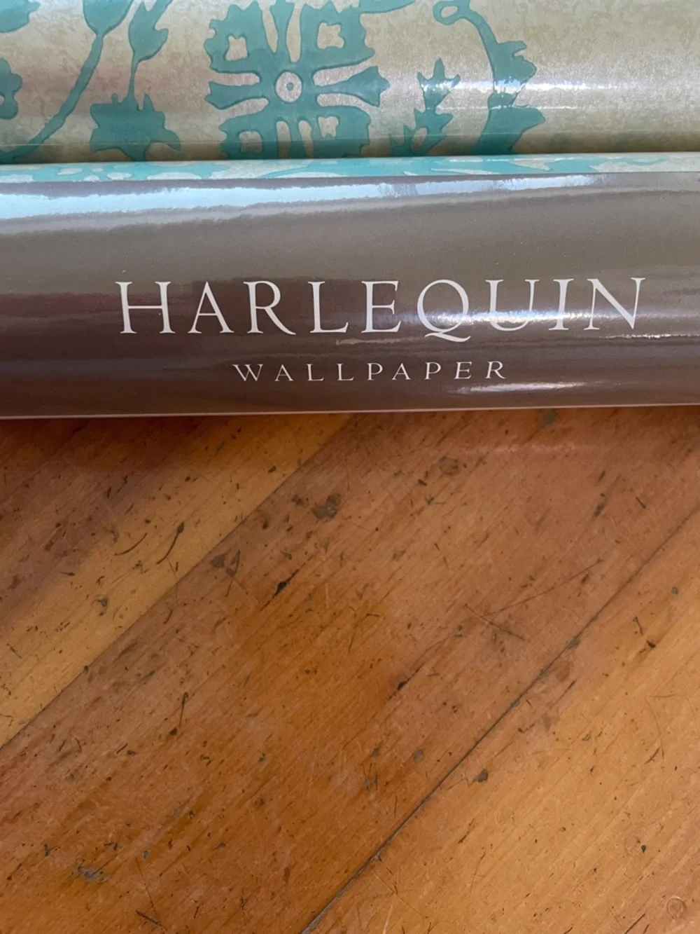 Gold and Teal Damask Wallpaper Roll